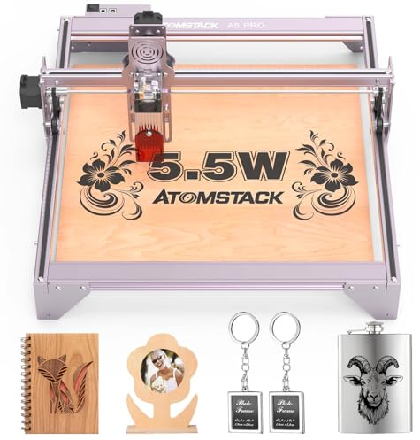 ATOMSTACK Graveur laser machine de découpe et de gravure laser A5 P série puissance de sortie 5W-5.5W protection des yeux à mise au point fixe, graveur laser à spot comprimé