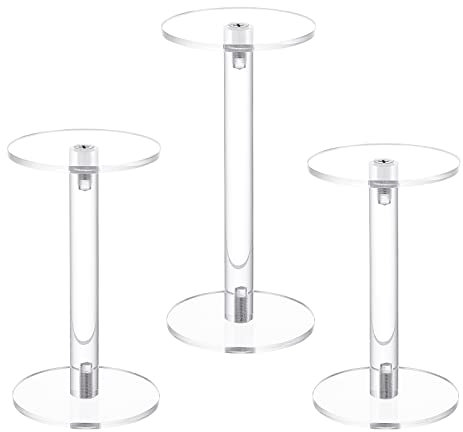 nbeads 3 Stück Acryl Rund Barbell Podest Display, 3 Größen Klare T-Form Display Sockel Riser Ständer Für Uhr Halskette Armband Schmuck Fotografie Display