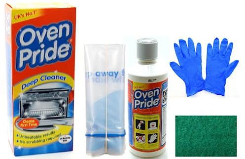 Oven Cleaner - Oven Pride Oven Cleaner- 500 ML Bottle - Bags for Racks, Gloves and Instructions Included - Complete Oven Cleaning Kit with Multipurpose Scouring Pad