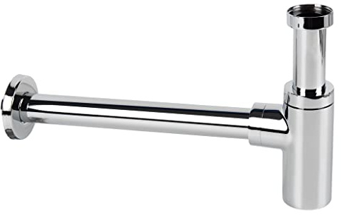 Cofan Sifón de Botella | Extensible | Cromado Cilíndrico | Salida horizontal de 330 mm de longitud y Ø32 mm | Diseño Cilíndrico y Minimalista
