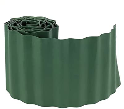 ADEPTNA Flexible Plastic Green Garden Grass Lawn Edging Edge Border Fence Flower Bed Garden Palisade Root Barrier (9M X 15CM)