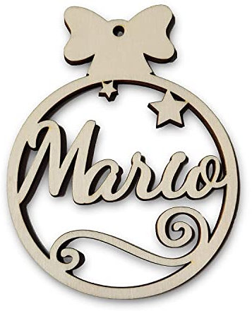 LASERO' Set Palline di Natale Personalizzate con Nome in Legno da Appendere - Decorazioni Natalizie Personalizzate Albero di Natale