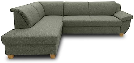 DOMO. collection Divano Angolare Panama Classico Angolare a Forma di L Divano Angolare Divano Divano Divano Angolo con Funzione Sonno 254x186cm Verde