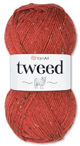 Frida's Wollhaus YarnArt 100 g Tweed Wintergarn Trachtengarn Wolle Stricken Häkeln 10 Farben (231 | Rot)