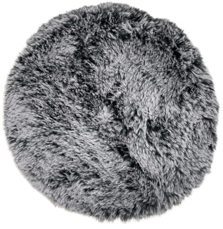Kunstfell rund 37 cm für Dekorationen Stuhlauflage Kaninchenfell Imitat aus Kunstfell mit Farbverlauf (Grau meliert)