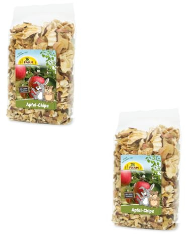 JR Farm Chips de Pomme | Pack Double | 2 x 80 g | Aliment Unique pour rongeurs et Lapins Nains | Faible teneur en matières Grasses | sans conservateurs | Snack récompense