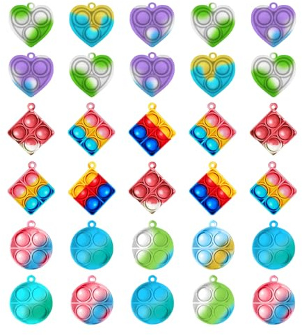 30 st mini pop push it-leksak, fidgetleksaker, sensoriska leksaker | Nyckelring och Bubble Sensory, anti-stress silikontryckning, ångestlindring