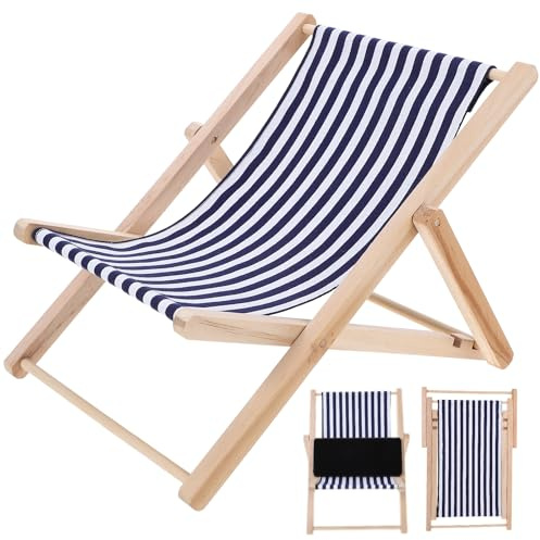 Nuobesty Beach Chair Phone Holder Wooden Mobile Phone Stand and Tablet Bracket with Canvas Beach Chair Decor for Desk Home Office