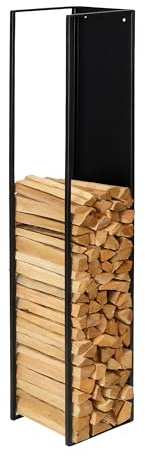 Scaffale Legna da ardere Relaxdays, Montaggio a Parete, HLP: 160x25x25 cm, Legna secca, Ferro, Nero