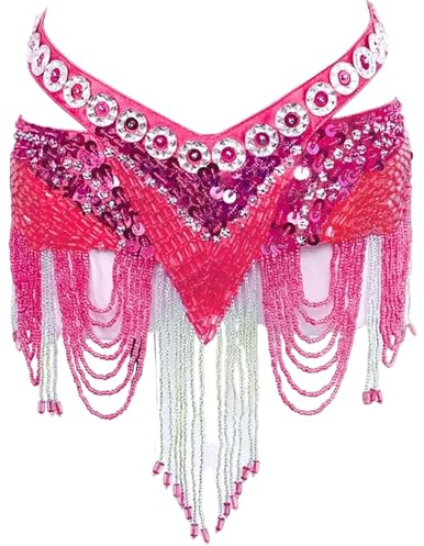 Cinturón de cadena con cuentas hecho a mano para mujer, para actuaciones de danza oriental y bufanda de cadera, accesorios