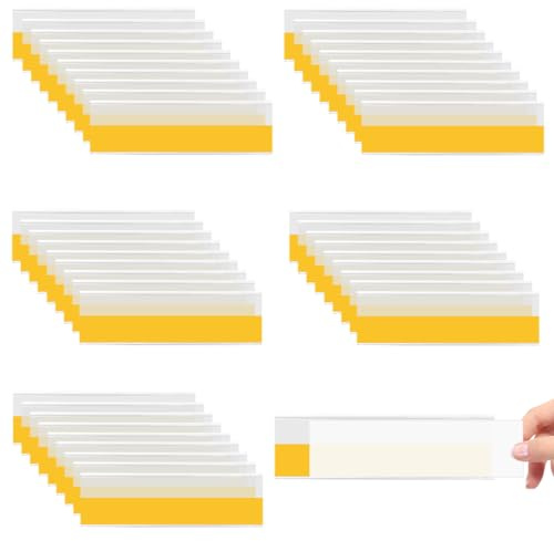 Pack de 50 Portaprecios, 10.2 × 3.2 cm Porta Etiquetas Adhesivas, Porta Etiquetas AutoadhesivasTransparente, Portaetiquetas Plastico, Portaetiquetas Adhesivo, para Oficinas, Escuelas y Supermercados