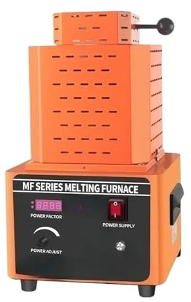 1600ºC Guldsmältugn Med Mellanfrekvens, Snabbsmältande Guld, Silver, Koppar, Järn, Aluminium SäKer Och Effektiv MetalluppväRmning(3kg/orange)