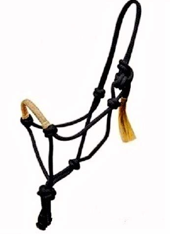 Cwell Equine Rope Halter/Headcollar Horsemanship/Parelli Rawhide Braided Noseband Black