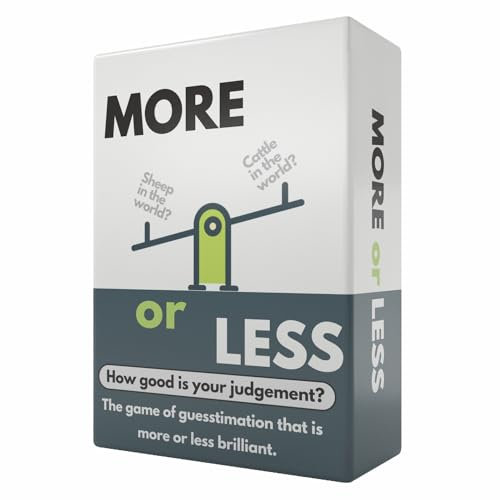 More or Less First Edition Card Game - How Good Is Your Judgement? 2 Players + | Secret Santa or Stocking Filler for Him or Her | For Kids, Teens & Adults | Play Anywhere | Age 12+