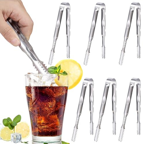 XQXC Mini Stainless Steel Serving Tongs Appetizers Tongs set for 2Pcs 6inch Sugar Cube Dessert Tiny Ice Tong Kitchen Tea Coffee Flatware Pastry Utensils Metal fruit tray tongs
