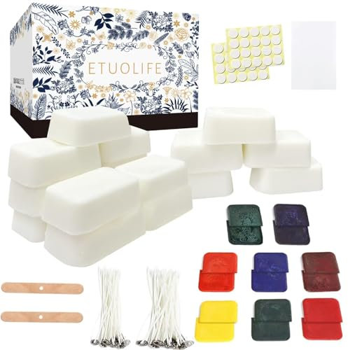 ETUOLIFE Kerzen Selber Machen Set, DIY Kerzenherstellung Kit für Erwachsene, Kerzenwachs zum Gießen, 960g Sojawachs, Kerzenwachs Farbstoffe Docht