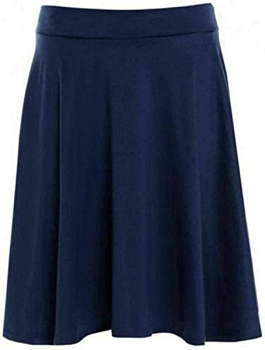StyleWear Jupe mi-Longue évasée imprimée Unie pour Femme avec Ceinture élastique, Grande Taille (Bleu Marine UK 16)