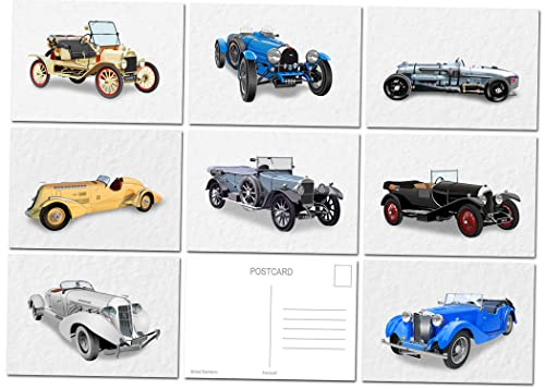 Felicitas Vintage Car Postcard Pack - Set of 8 Classic 1916 to 1937 Motor Pictures A6 - Vector Modern Art - Old Style Autos - Stunning Cool Eye Catching - Eco Friendly (No envs) - UK - Exclusive to