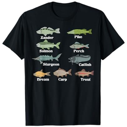Types Of Freshwater Fish Funny Fishing Gifts For Men Kids T-Shirt