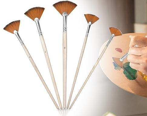 ZoeTekway 5 Piezas de Nylon Abanico Pinceles Pinceles Pintura acrílica Artista Suministros para Pinceles Pintura acrílica Acuarela Pinceles Pintura acrílica