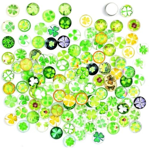 Vierblättriges Kleeblatt Glassteine 100 Stück Glasnuggets 12mm Bunt Glückssteine Muggelsteine kleine glücksbringer für DIY Handwerkliche Schmuckherstellung Heimdekoration