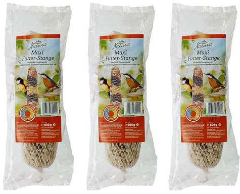 Dehner Natura Cibo per uccelli selvatici, snack per uccelli selvatici, ad alta energia, mangime complementare per uccelli selvatici, maxi, 3 x 600 g (1,8 kg)
