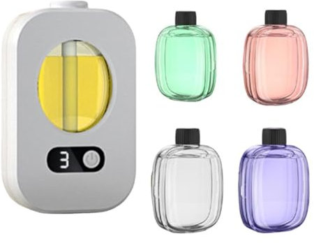 5 Pc Automatic Aromatherapy Diffuser Wall Mounted Essential Oil Diffuser Rechargeable 4 Speeds Adjustable Air Freshener Replaceable Digital Display Version of Aroma Diffuser for Room Toilet Bathroom