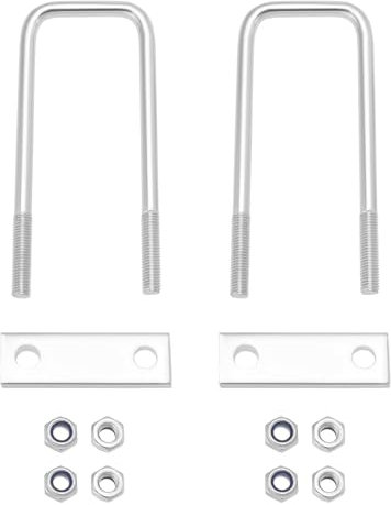 Create idea 2 Juegos de Kits de Pernos en U Pernos en U Cuadrados de Hierro Galvanizado con Tuercas M10 Placa de Marco para Automóviles Remolques Tuberías Plomería Aplicaciones Industriales