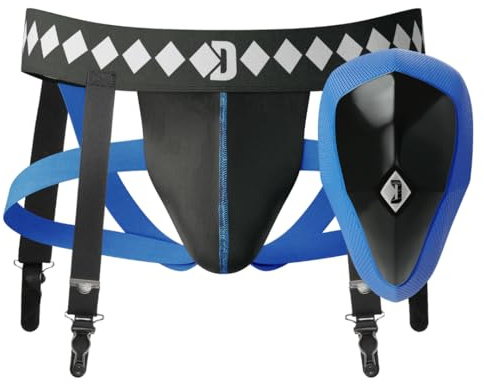 Diamond MMA 3-in-1 Hockey Garter Belt System - Complete with Athletic Cup, Garter, and Jock - Shift-Proof Groin Protection for Hockey Players & Goalies (Medium)