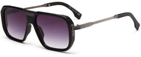 H HELMUT JUST Lunettes de soleil rétro avec monture carrée pour homme et femme Lunettes de soleil classiques à la mode avec monture carrée, 136 mm