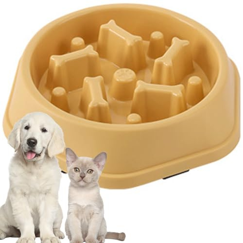 SNIFIT Slow Feeder Bowl for Small & Medium Cats & Dogs - Durable Slow Feeding Bowl with Non-Slip Base -Anti-Choking Puzzle Food Bowl for Dogs That Helps Mental Stimulation & Reduces Fast Eating-Yellow