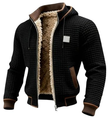Generisch Veste d'hiver chaude pour hommes grandes tailles - Veste polaire avec capuche et fermeture éclair - Veste thermique - Veste de pilote coupe-vent - Veste de mi-saison décontractée - Veste