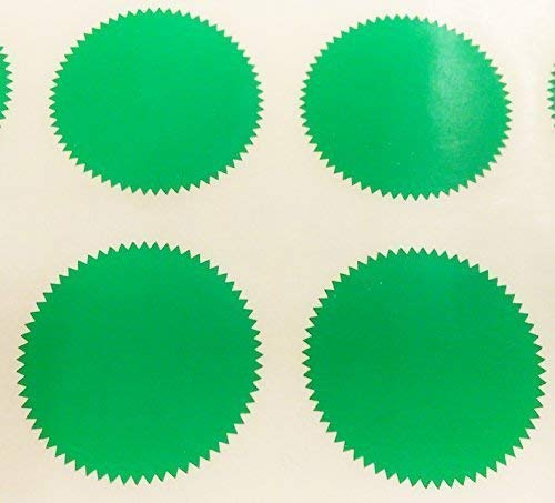 Audioprint Ltd. Pack of 200-41mm Starburst Notary/Legal/Certificate Seals - Colour Code Stickers/Sticky Labels - Choose Your Colour/s (Green)