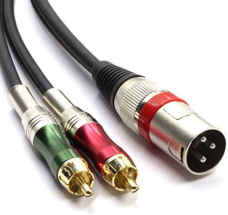 Siyear XLR maschio a 2 x Phono RCA adattatore sdoppiatore cavo patch, 1 XLR maschio 3 pin a doppio RCA maschio Stereo audio cavo connettore (3 m/10FT)