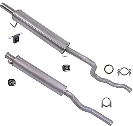 BESTPRICE Auspuff Schalldämpfer Set 1x Mittelschalldämpfer, 1x Endschalldämpfer, mit Montagematerial Kompatibel mit AUDI 80 B4 Avant (8C5), 80 B4 Stufenheck (8C2)
