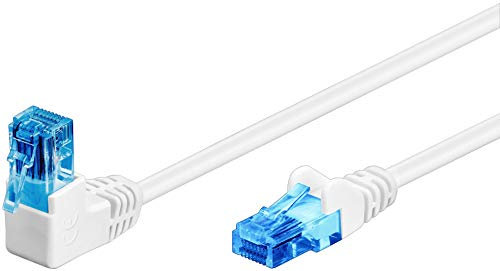 goobay Cable de red 51537 CAT 6A, 90 grados, Ethernet, Playstation, Xbox, LAN, DSL, U/UTP, RJ45, blanco, 2 metros