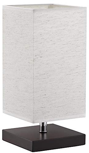 Bakaji Lampada da Tavolo Luce Lampadina E27 Max 25W Base Quadrata in Legno Paralume in Tessuto Lume Comodino Camera da Letto Abatjour Design Moderno Dimensioni: 32 x 14 cm