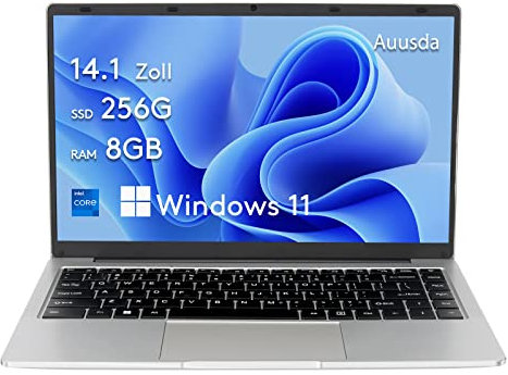 Auusda Ordenador portátil de 14,1 Pulgadas, 8 GB de RAM de 256 GB, SSD ROM, Ultrafino Ultrabook, HDMI, USB 3.0, Doble Banda WiFi, Almacenamiento expandible