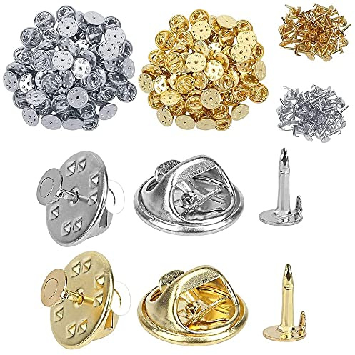 200 Pares Pin de Embrague, Embrague de Mariposa, Embragues Mariposa, Mariposa Imperdibles, Mariposa Pin Embrague, con Tachuelas, para DIY Craft Joyería Making Art Decor (Oro, Plata)