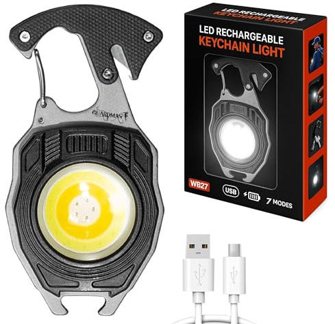 Father’s Day Gift for Dad – LED Flashlight Multitool Keychain with Magnet, EDC Emergency Tool, Carabiner, Bottle Opener, Screwdriver, Camping & Survival Gear for Men