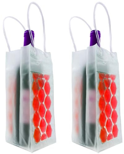 Wine Cooler Bag, Ice Bag for Wine Beer Bottle (2 Pack) Instant Cooling and Keeps Your Drink Cold Keep Cool and Chill Champagne Wine (Red)