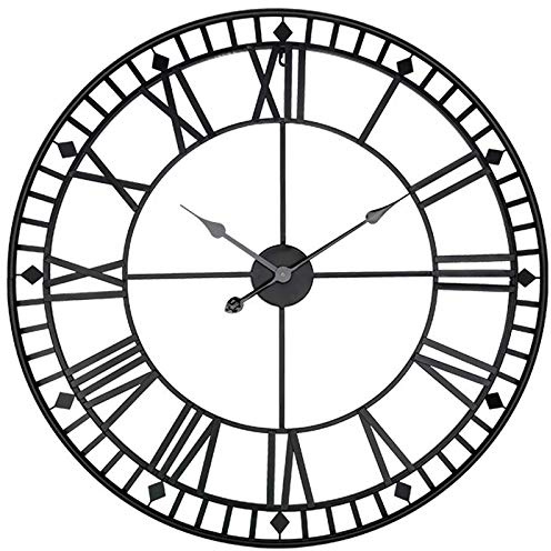 LIPJIA Orologio da Parete,Orologio da Giardino Esterno 80 cm Grande Orologio da Giardino Rotondo in Metallo Numeri Romani quadrante Aperto Gigante Orologio da Esterno Impermeabile retrò Decorazione