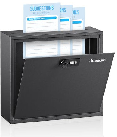 Uniclife Boîte à Propositions Pour Dons et Urnes - Serrure à Combinaison - Boîte aux Lettres Murale Sécurisée Pour Maison et Bureau - Urne de Vote