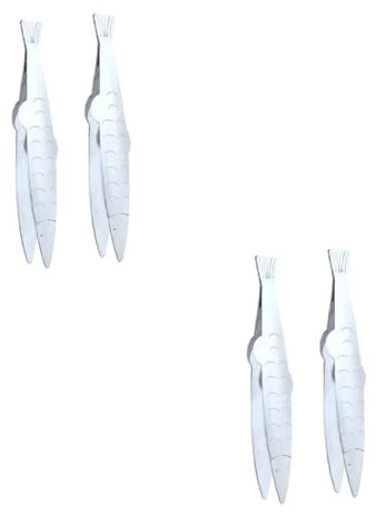Amosfun 4pcs Fish Bone Tweezers Kitchen Supplies Stainless Steel Clips Multifunctional Food Clips Easy to Clean