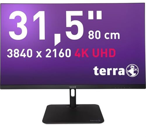 Terra LCD/LED 3295W PV 32 Zoll 4K Monitor, USB-C/DP/HDMI, Ultra HD, 3840x2160, 60Hz, Höhenverstellbar, VESA, Flicker-Free, Low Blue Light, für Büro und Gaming