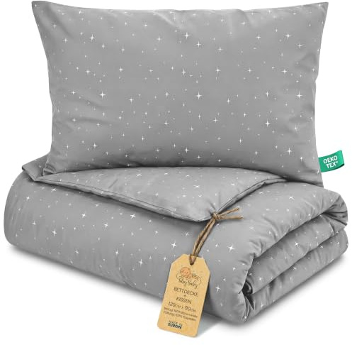 Kinder Bettdecke ohne Bezug 90x120 cm - Baumwolle Baby Decke und Kissen Set Kinderdecke 90 x 120 und Kopfkissen 60 x 40 - Bettdecken Kinderbettdecke Oeko-Tex Galaxie