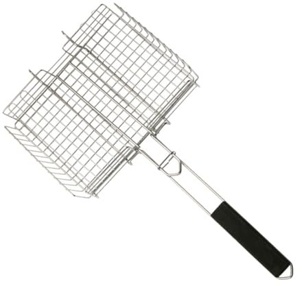 ROMISBABA Panier À Roulettes Pour Barbecue Dextérieur Accessoire Pour Barbecue Dextérieur Support Pour Barbecue À Poisson Poignée Pour Poulet Saucisse Steak