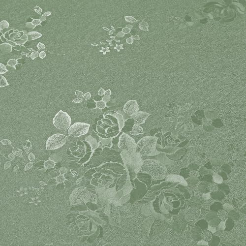 VEELIKE Självhäftande film salviagrön strukturtapet 40 cm x 900 cm präglad tapet blommor rosor gröna mönster tapet blomtapet vintage självhäftande tapet sovrum självhäftande tapet väggtapet vardagsrum