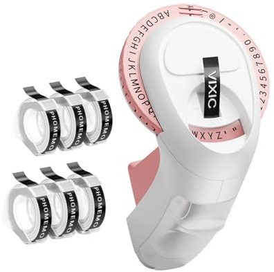 Oxtxuzdm Stampante per etichette portatile E975 Strumento di goffratura creativo per l'organizzazione di date Nomi e forniture per ufficio Dispositivo di etichettatura Stampante manuale manuale per