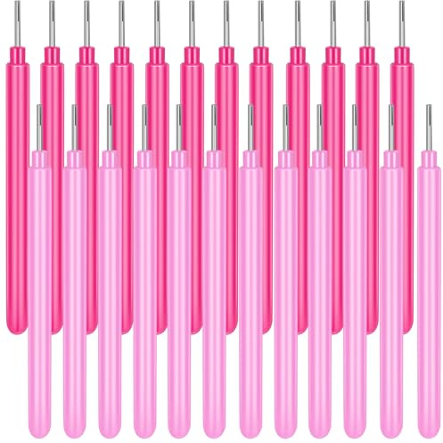 Ashmacdo 24 Pcs Paper Quilling Tools Slotted Curling Pens Paper Flower Rolling Tools for DIY Quilled Creations Card Making Art Crafts Handmade Scrapbooking Supplies (Light Pink,Pink)